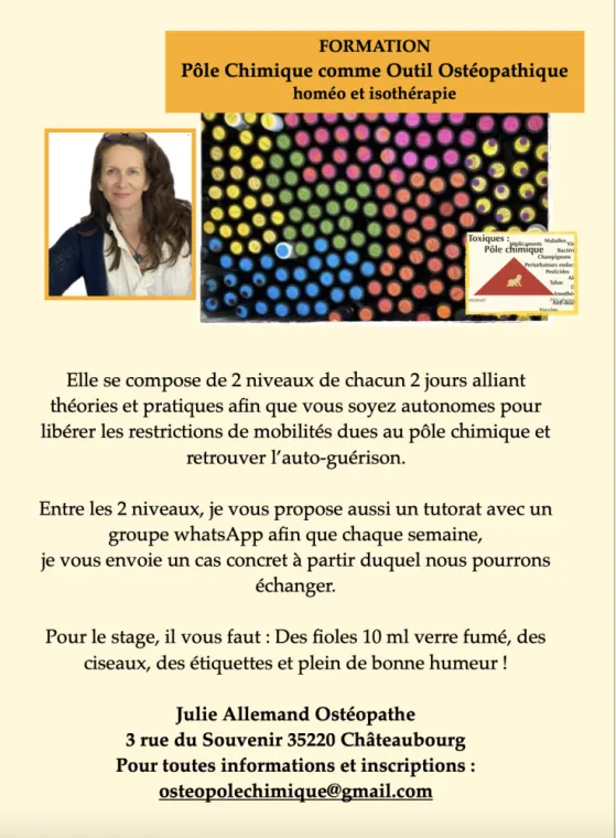 les Dates des stages pôle chimique 2026, Châteaubourg, Julie Allemand