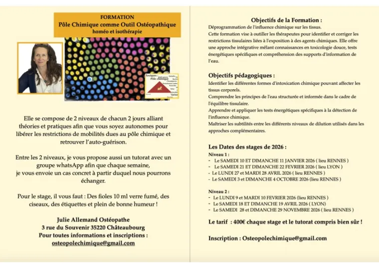 Les dates des stages 2026, Châteaubourg, Julie Allemand