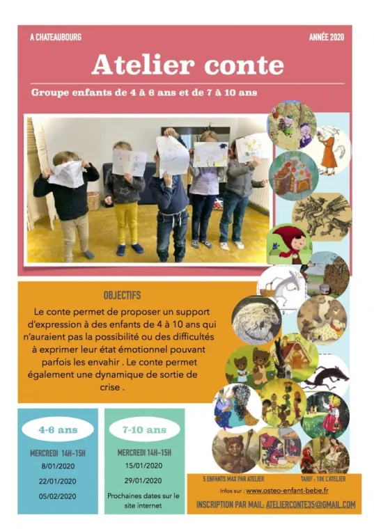 ATELIER CONTE pour enfants 4-6 ans et 7-10 ans, Châteaubourg, Julie Allemand