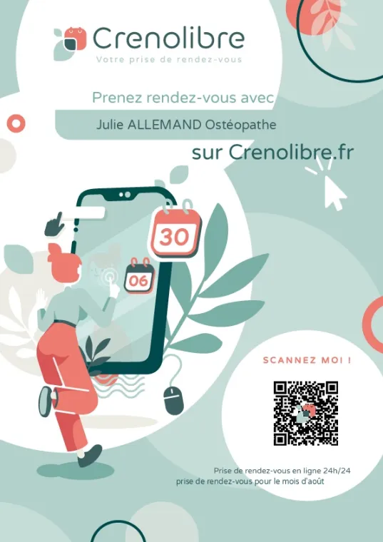 nouveaux rendez-vous disponibles sur CRENOLIBRE en août , Châteaubourg, Julie Allemand